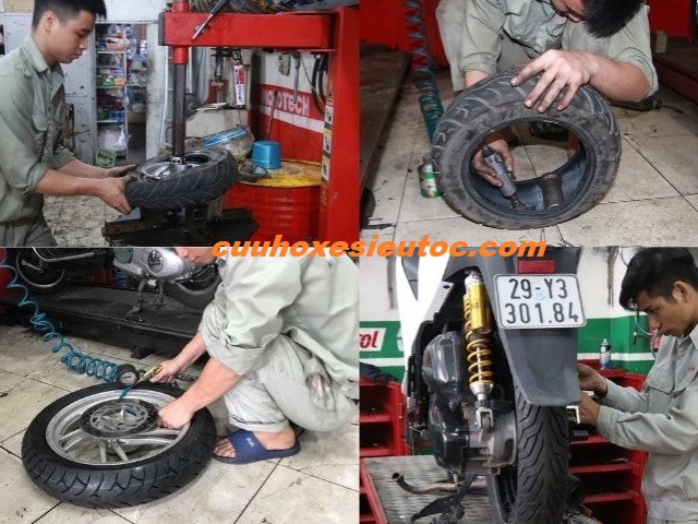 vá vỏ xe máy xuyên mộc